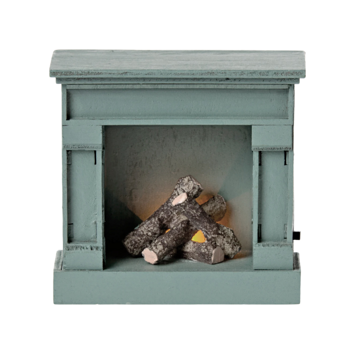 Камін дерев'яний блакитний 8,5см на батарейці Maileg