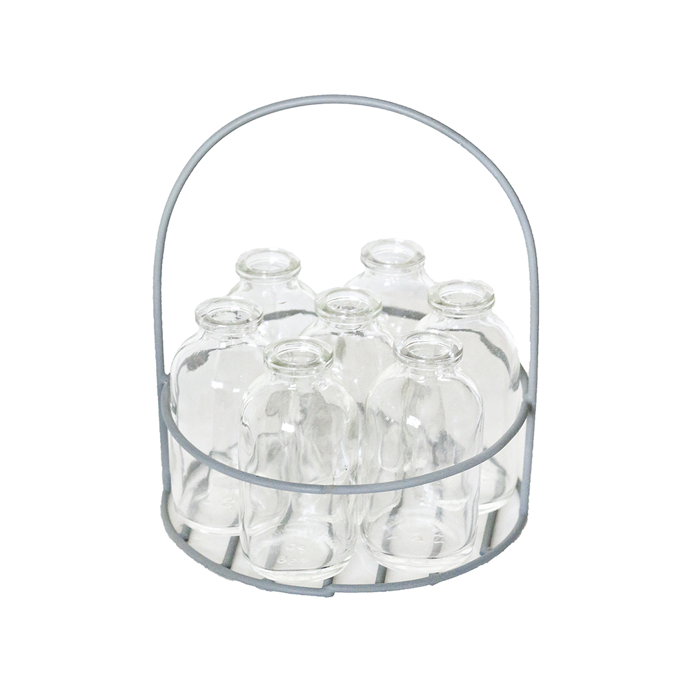 Пляшечки маленькі 7шт у круглій корзинці Madleys