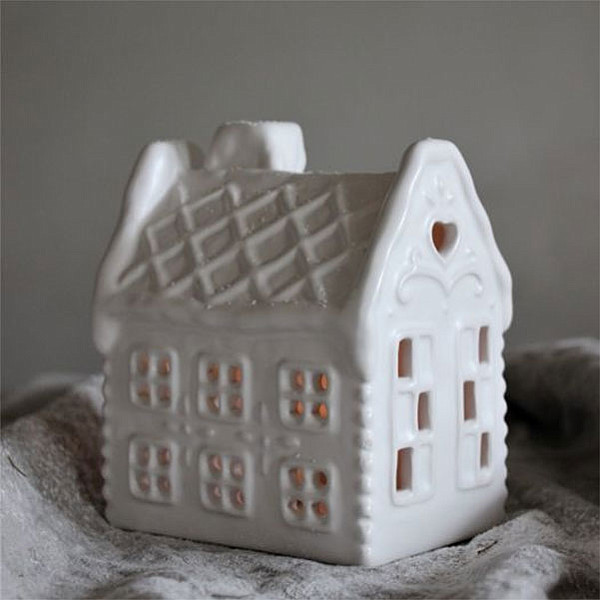 Підсвічник керамічний "Пряниковий будиночок" білий 12см Storefactory