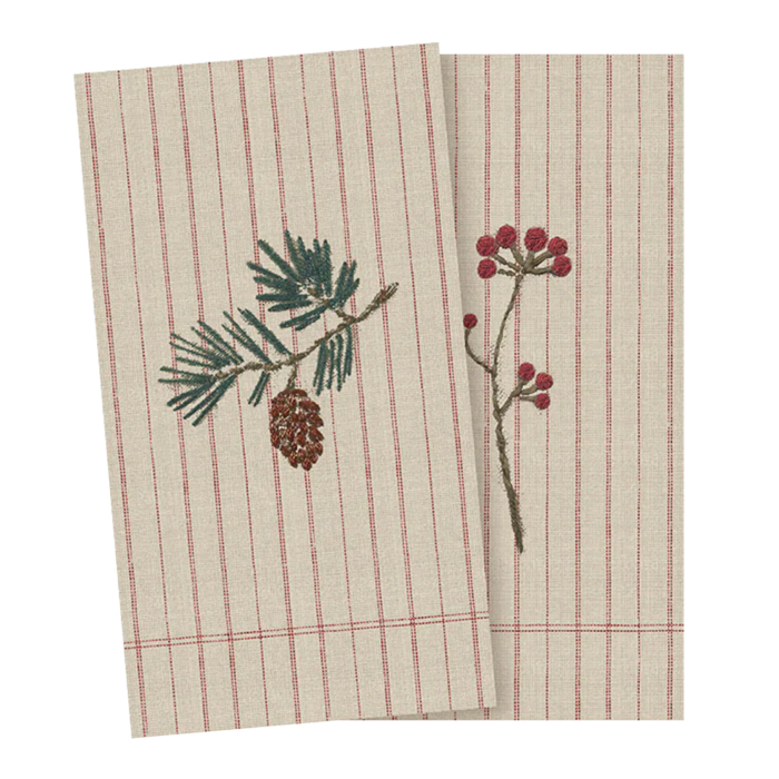 Серветки паперові великі 40х40см червоні ягоди Brindille de Noel Maileg