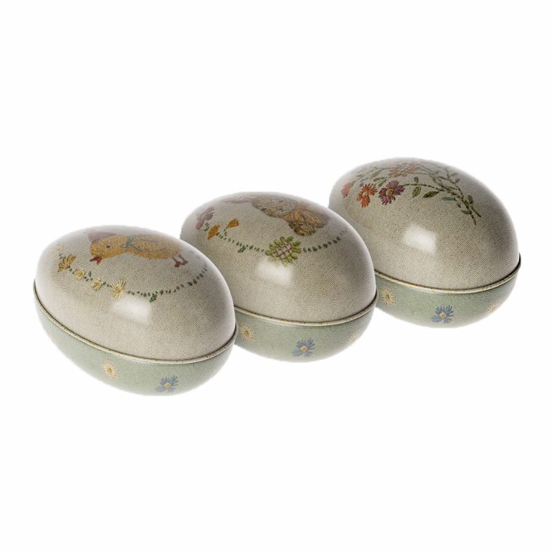 Шкатулка-яйце металева "Зайчик у жовтому" 12см Maileg