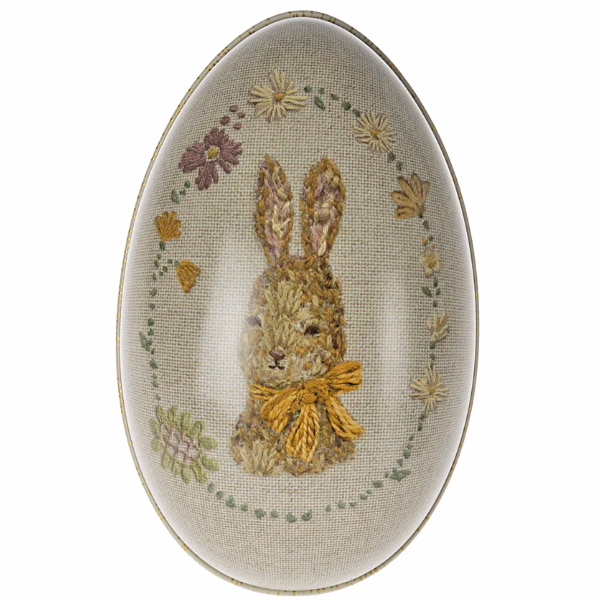 Шкатулка-яйце металева "Зайчик у жовтому" 12см Maileg