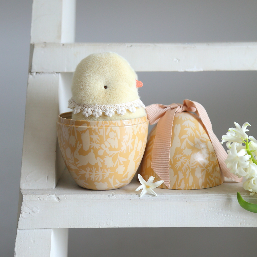 Шкатулка металева "Яйце пасхальне" жовте 18см Maileg