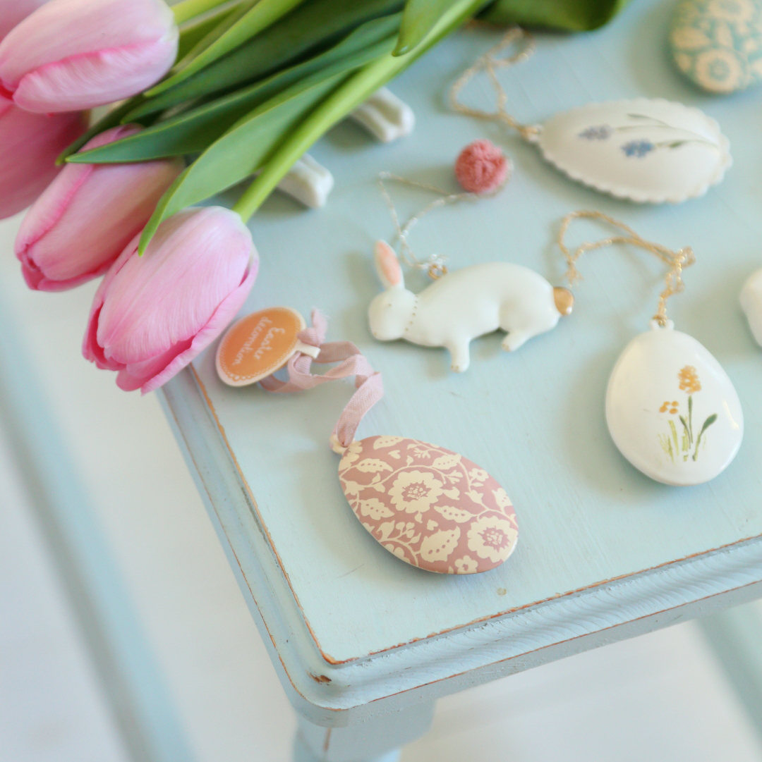 Підвіска металева "Яйце пасхальне" 6см рожеве в квіти Maileg