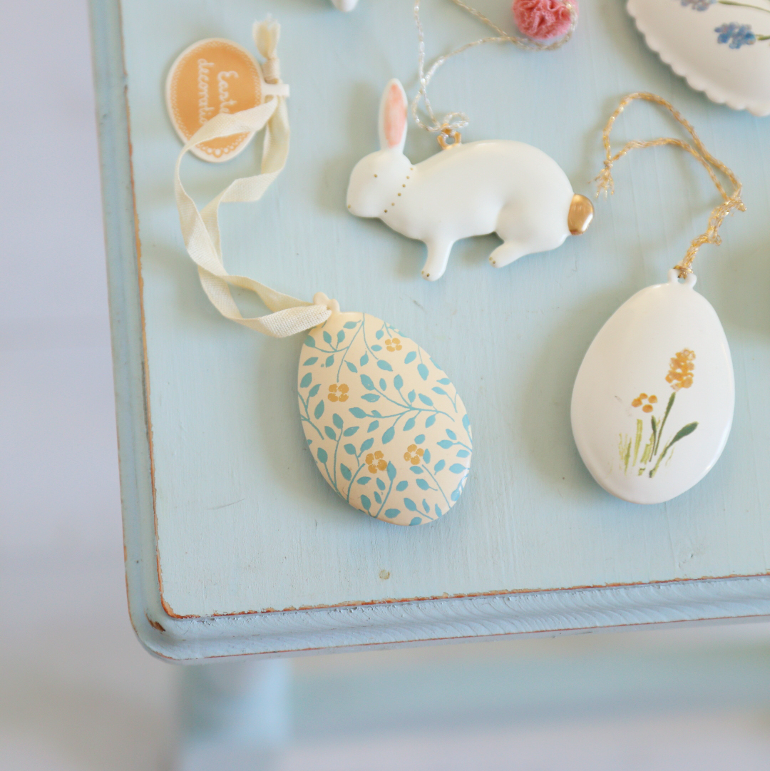 Підвіска металева "Яйце пасхальне" 6см м'олочне в квіти Maileg