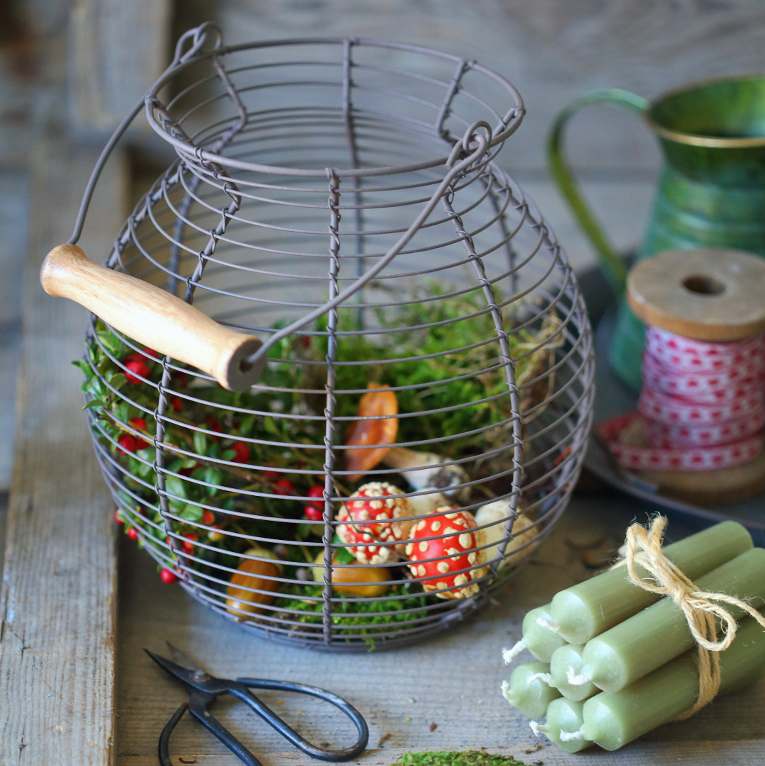 Корзинка 24см кругла з дерев'яною ручкою Canea