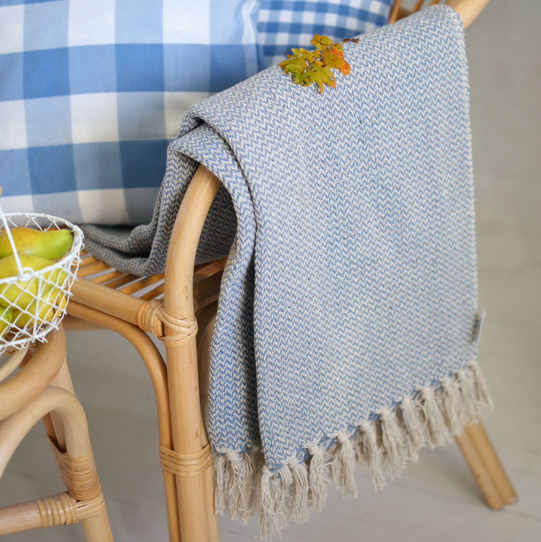 Плед 130х160см бавовняний голубий Ib Laursen