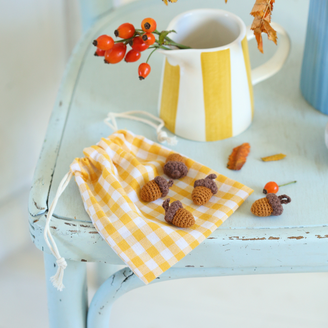 Мішечок 16см жовтий бавовняний у клітинку Canea