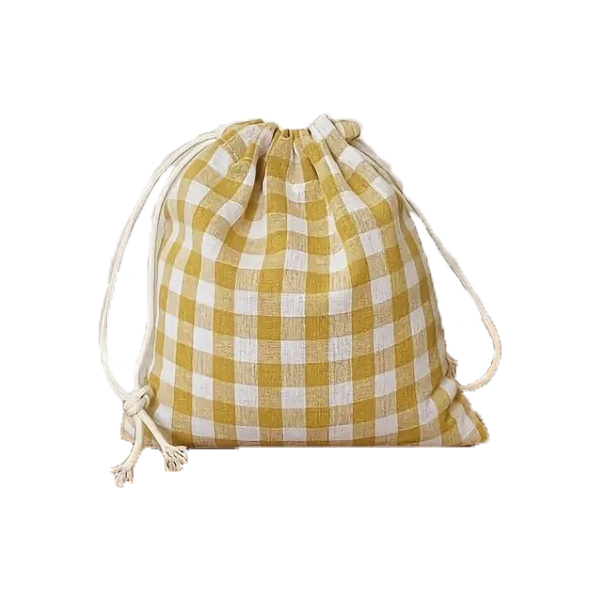 Мішечок 16см жовтий бавовняний у клітинку Canea