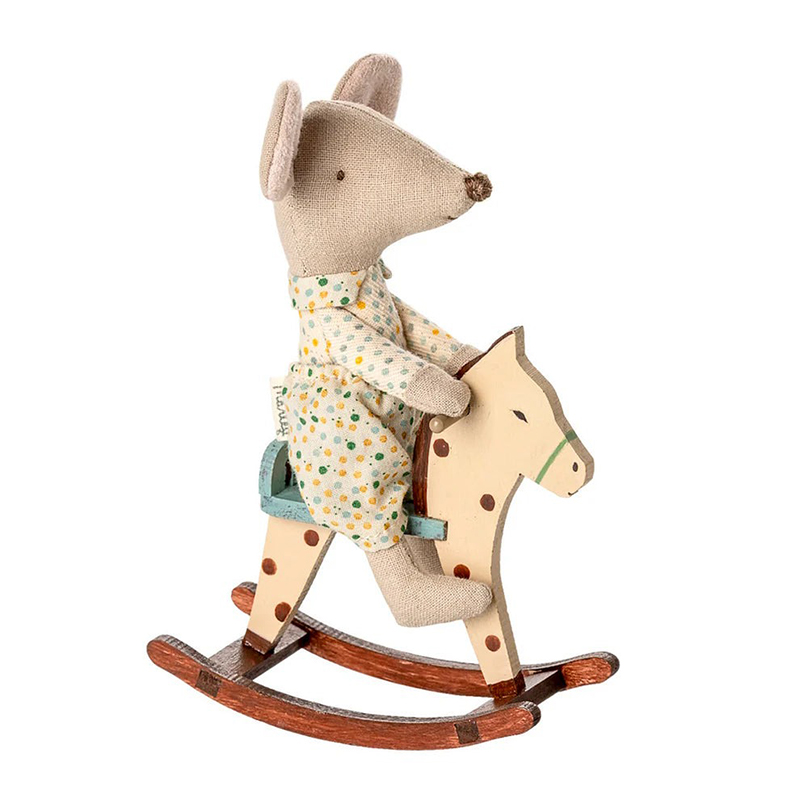 Коник-гойдалка 8см дерев'яний в горошок Maileg