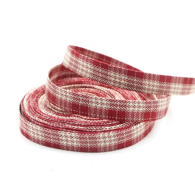 Стрічка 1см червона у клітинку 1м Canea