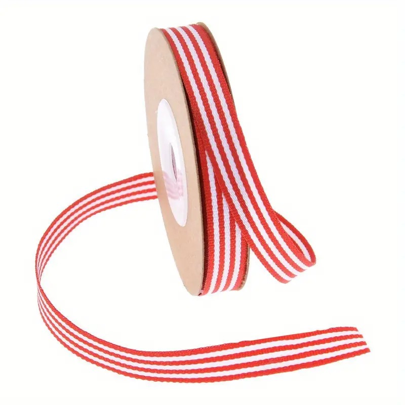 Стрічка 1см у червоно-білу полоску 10м Canea