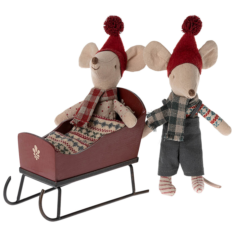 Санки 9см для мишок червоні Maileg