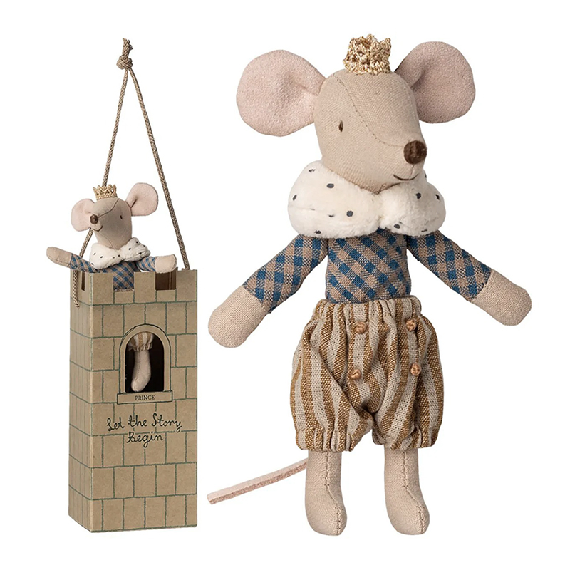 Мишеня Принц 13см у коробці-замку Maileg