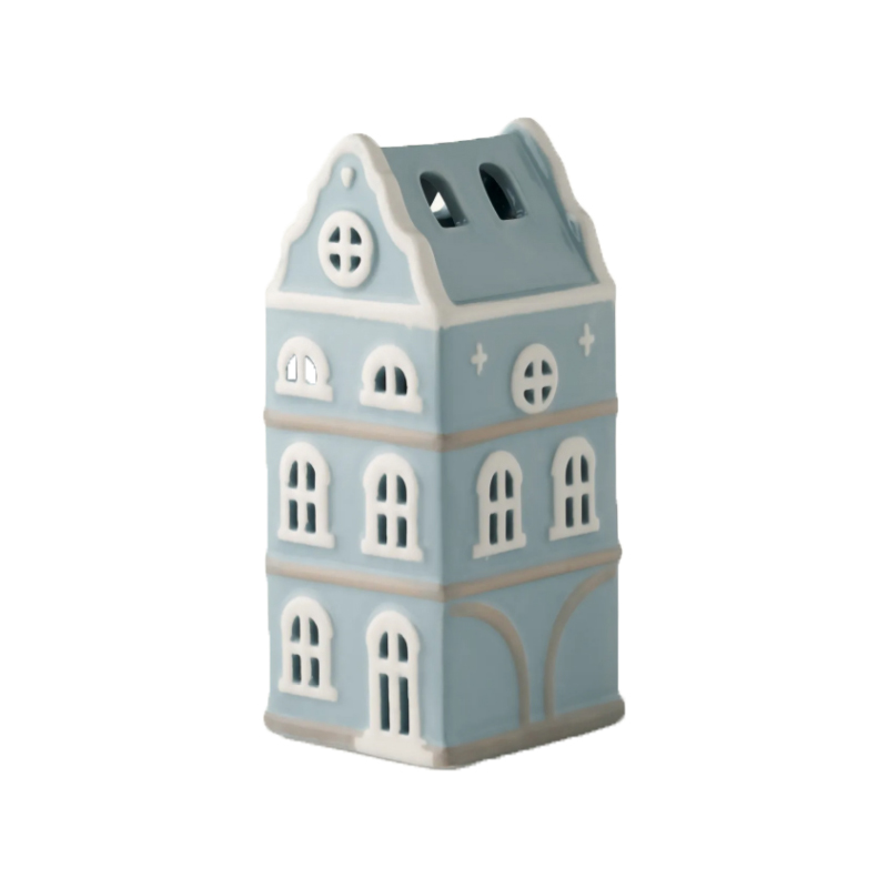 Підсвічник 20см "Будиночок" керамічний голубий Sostrene Grene