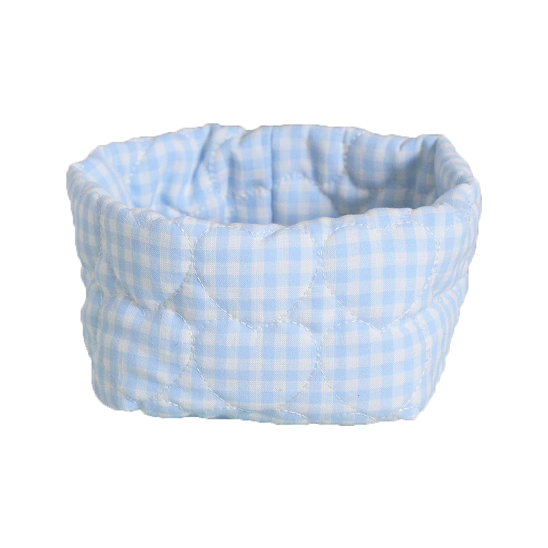 Корзинка текстильна 12см голуба у дрібну клітинку Canea