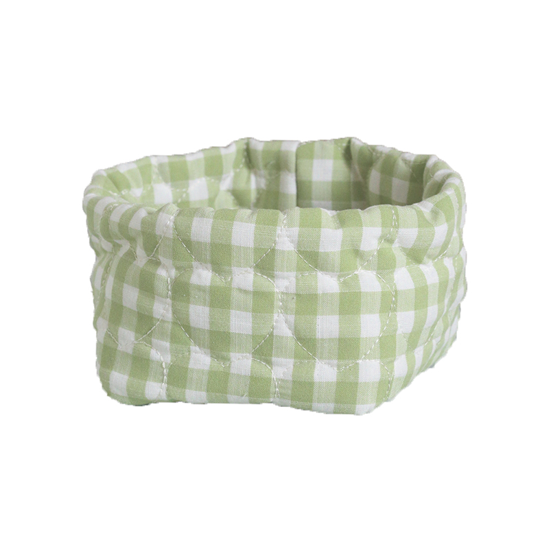 Корзинка текстильна 12см зелена у велику клітинку Canea