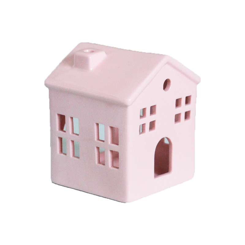 Підсвічник "Будиночок" 9см рожевий керамічний Canea