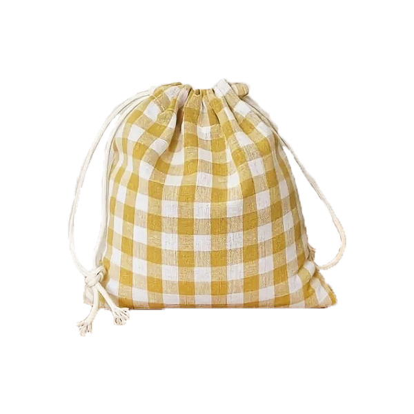 Мішечок 16см жовтий бавовняний у клітинку Canea