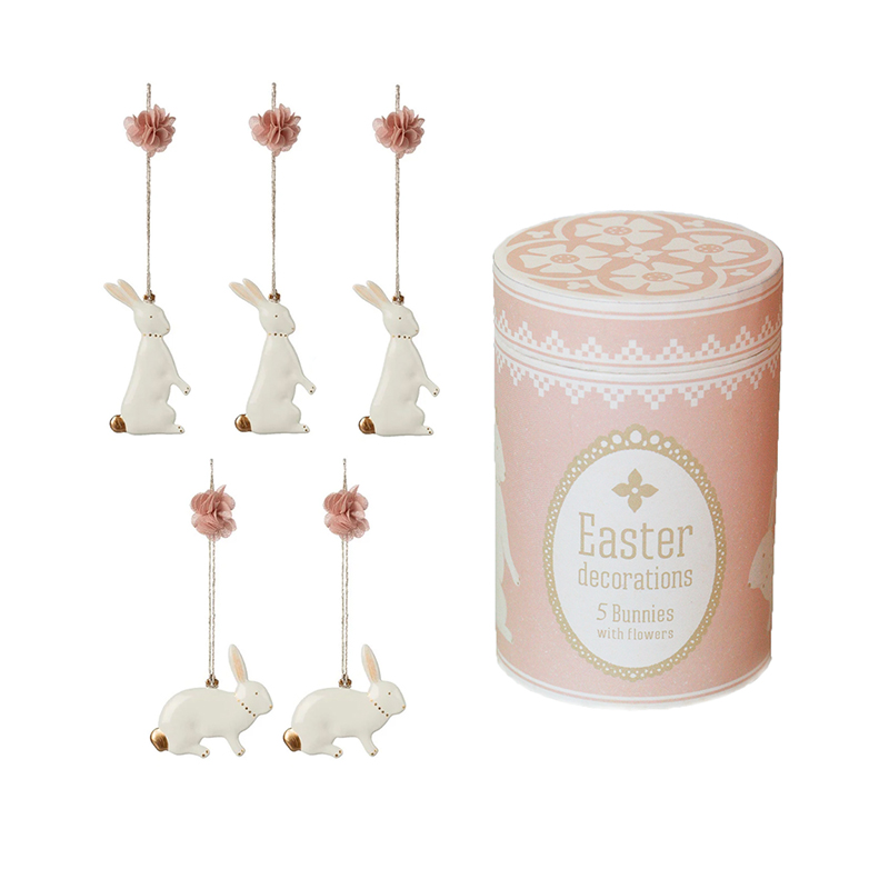Набір підвісок "Зайчики" 5шт у подарунковій коробці Maileg