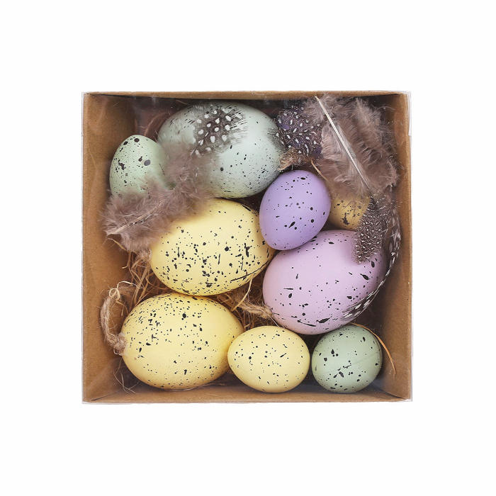 Набір 10шт пасхальних яєць з пір'ям Canea