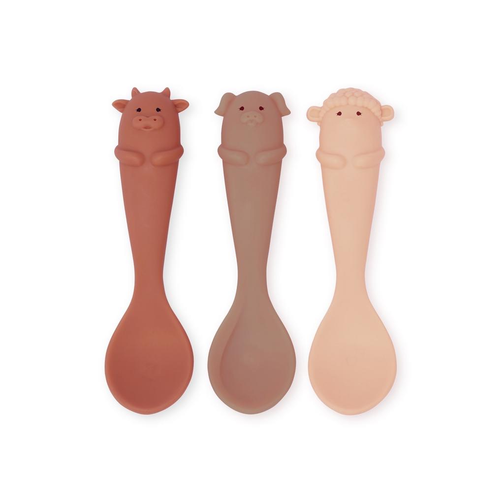 3 Pack Farm Spoon Silicone - Rose Mix