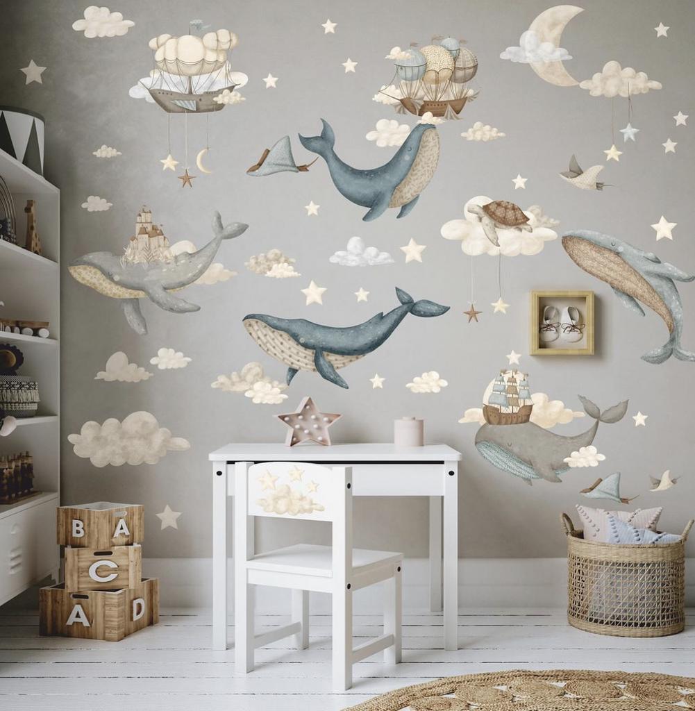 Wall Stickers Whales in the Clouds