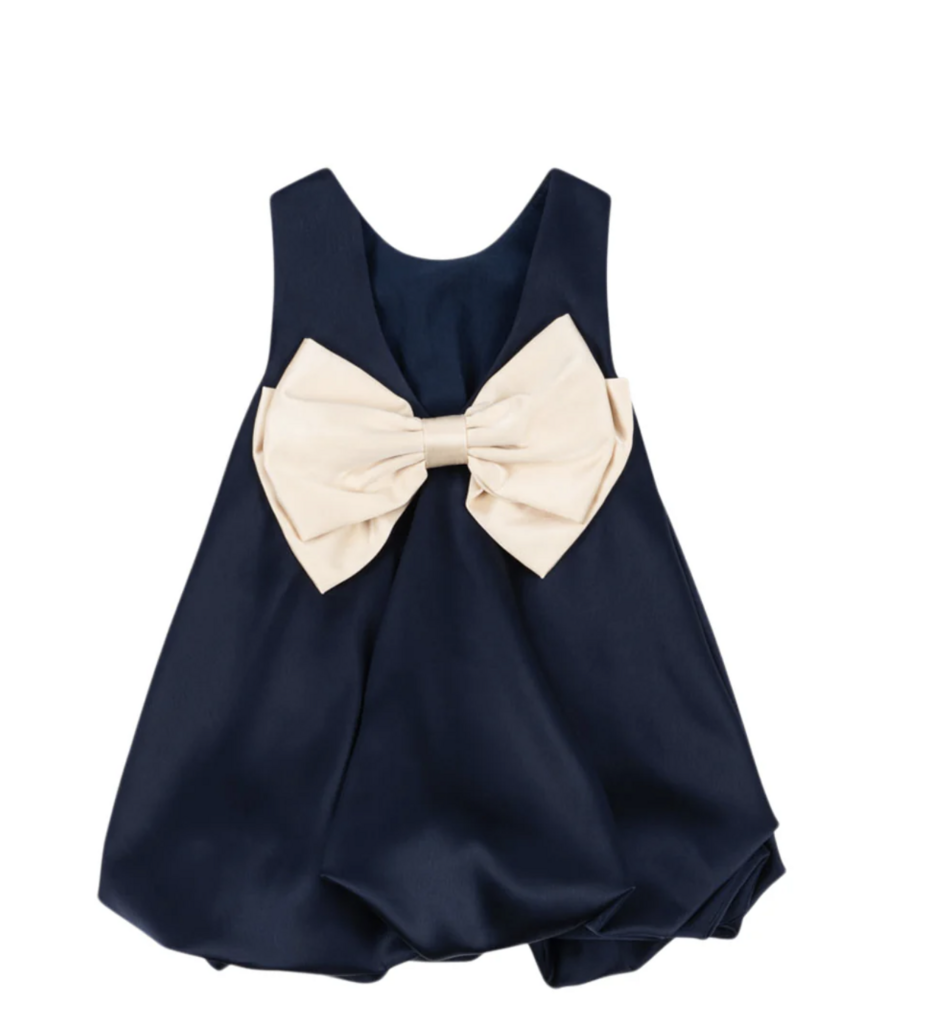 Sheena Bow Dress - Navy blue  - available sizes from 4 till 8years