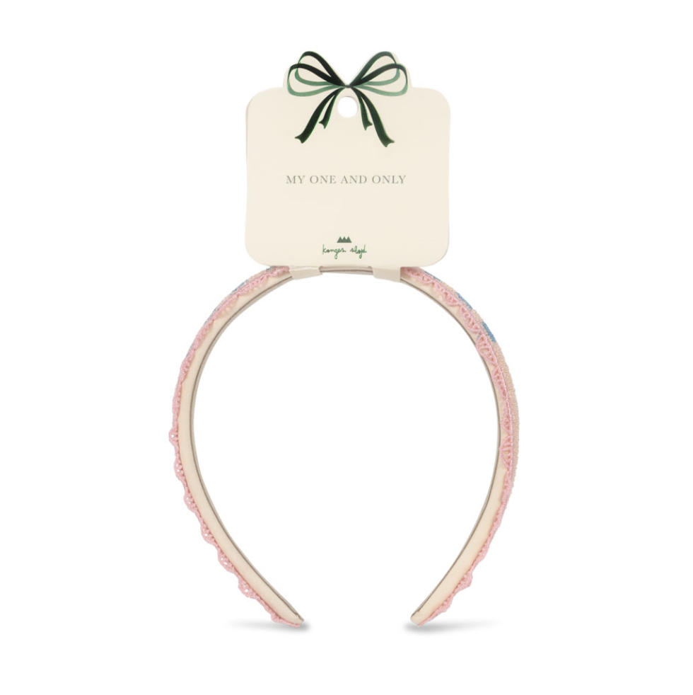 Heart Embroidery Hairbrace - Buttercream