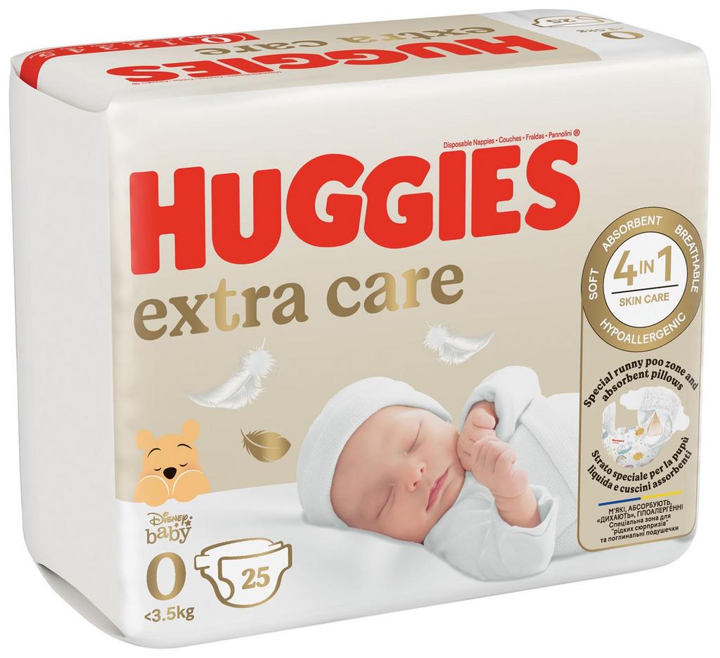 Scutece "Huggies Extra Care Small Pack", mărimea 0, <3,5 kg, 25 buc.