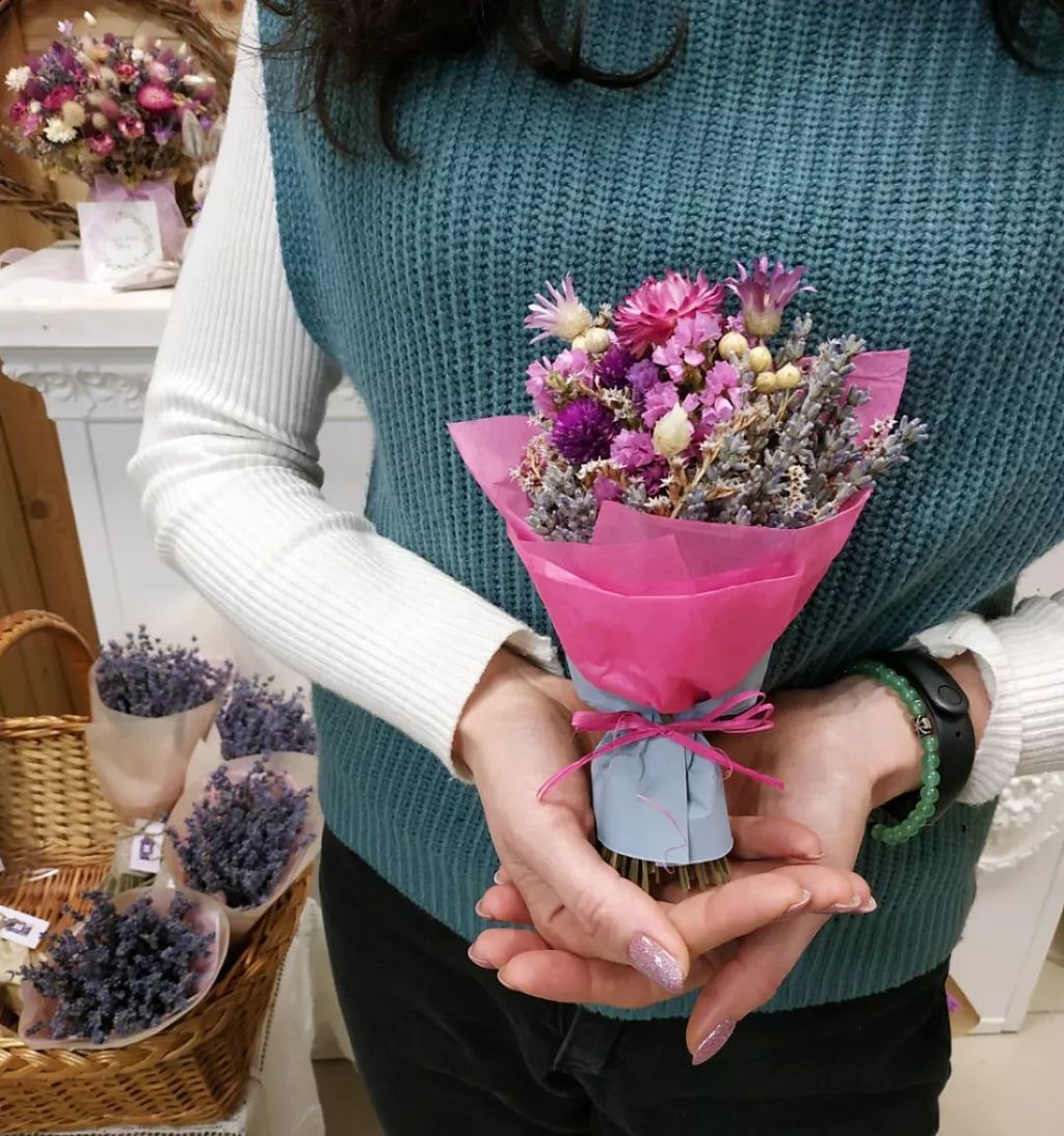 Букет-комплимент из Крымских сухоцветов, ярко-розовый - Лавандовый домик  Евпатория