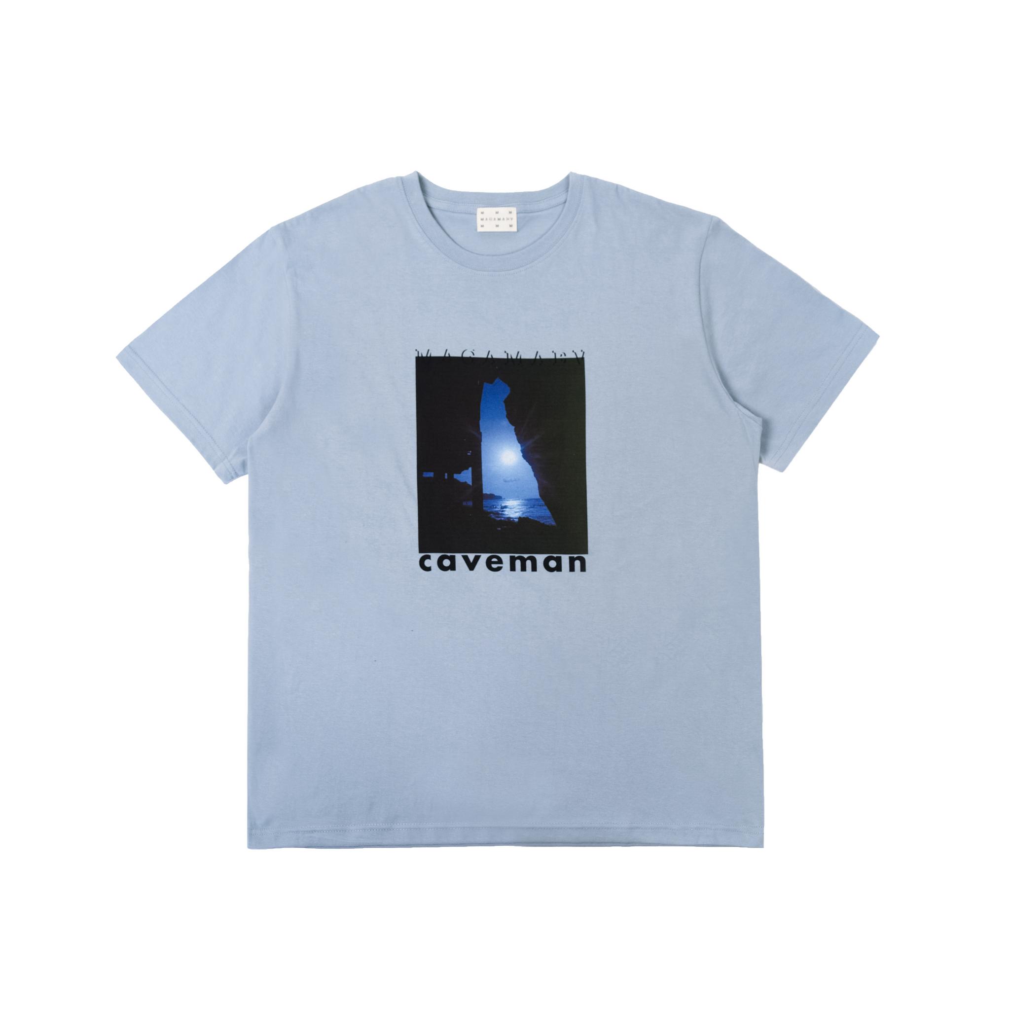 CAVEMAN T-SHIRT BLUE-GREY