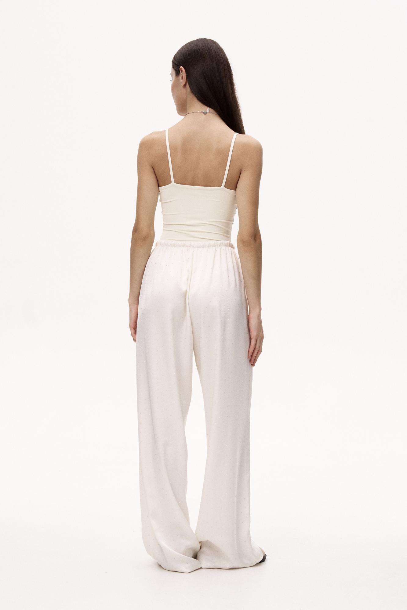 Вільні сатинові штани зі стразами