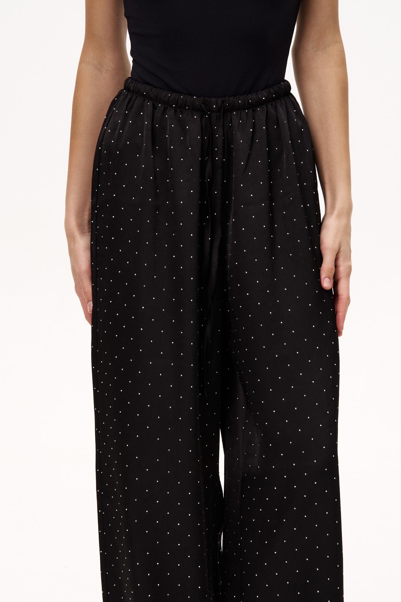 Вільні сатинові штани зі стразами