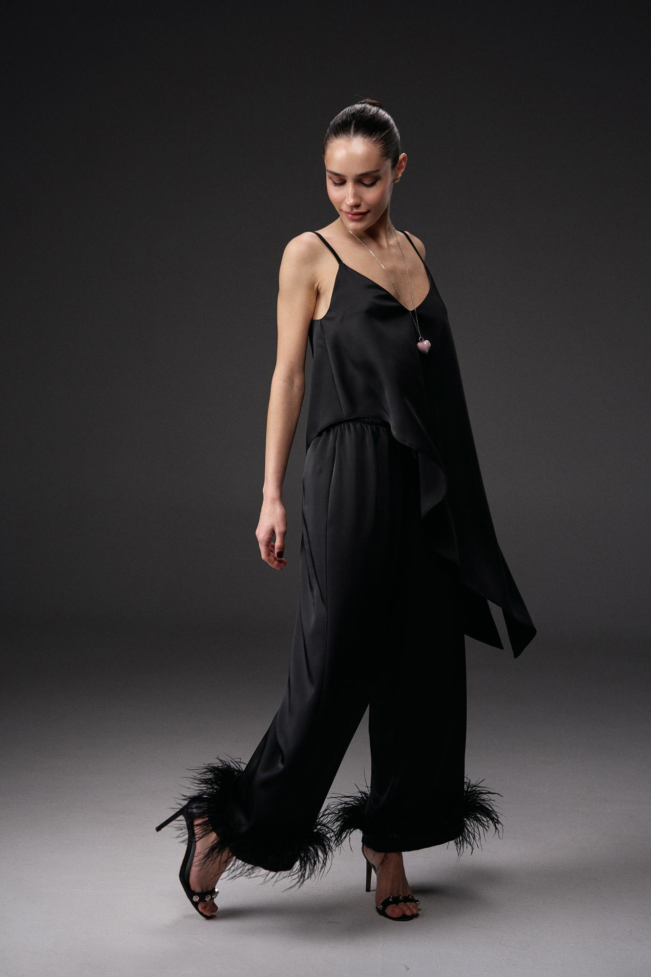 Сатинові штани з пір'ям