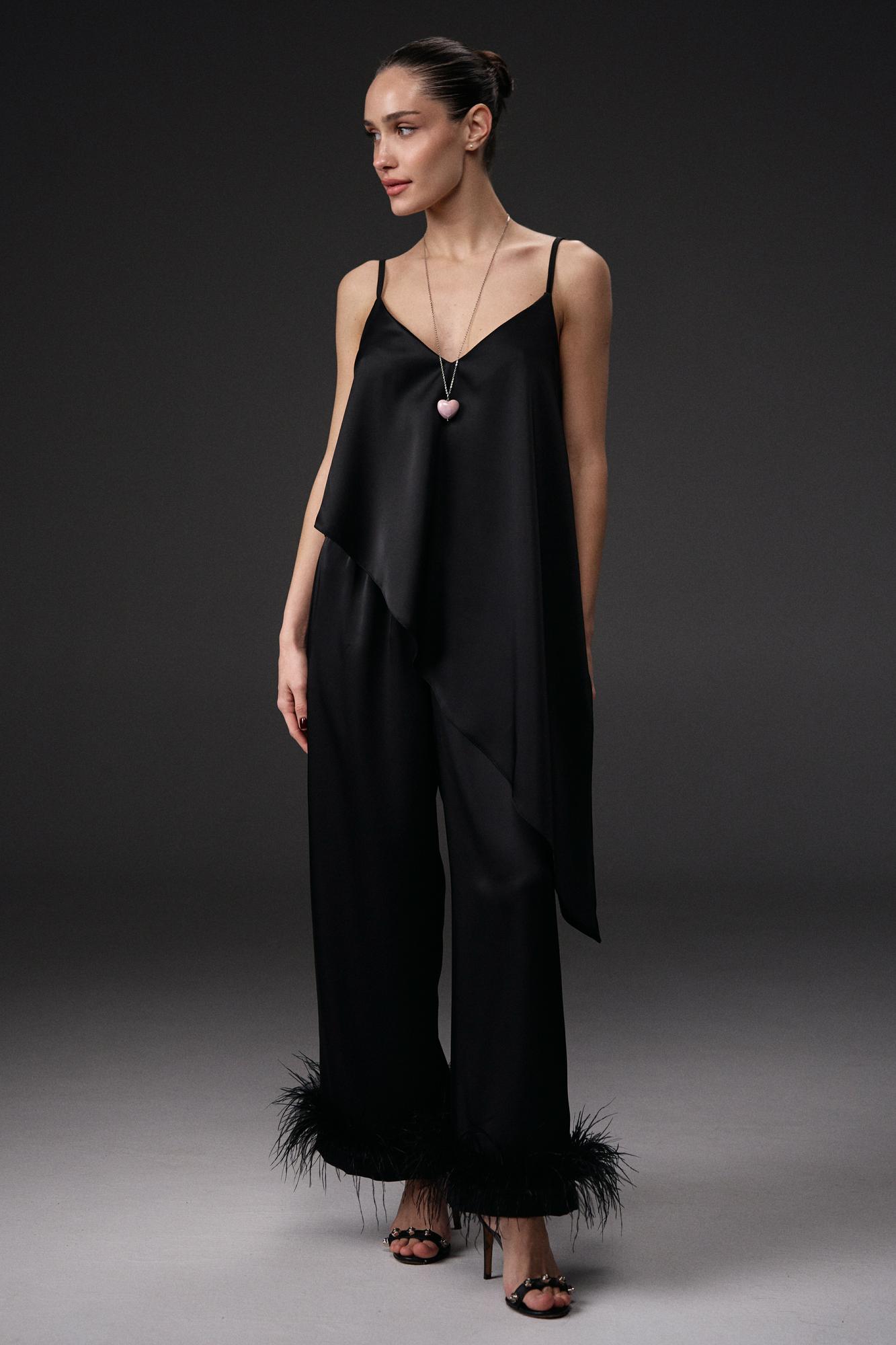 Сатинові штани з пір'ям