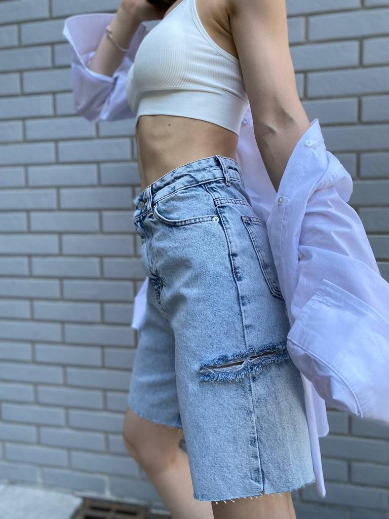 ШОРТИ БЕРМУДИ ГОЛУБІ з розрізом