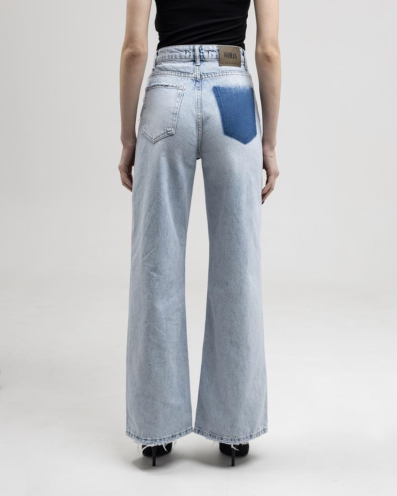 ДЖИНСИ ПАЛАЦЦО БЛАКИТНІ З СИНЬОЮ КИШЕНЕЮ