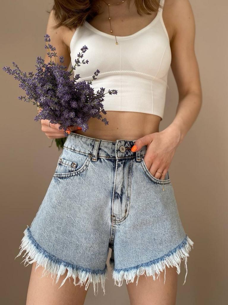 ДЖИНСОВІ ШОРТИ З ПОТЕРТОСТЯМИ СІРІ