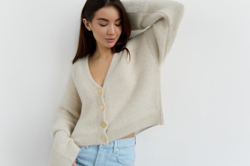 КАРДИГАН З ПУХНАСТОЇ ПРЯЖІ