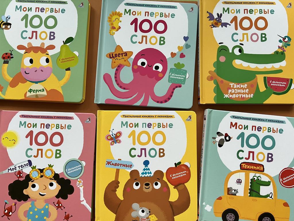 Мои первые 100 слов. Тактильные книжки с окошками