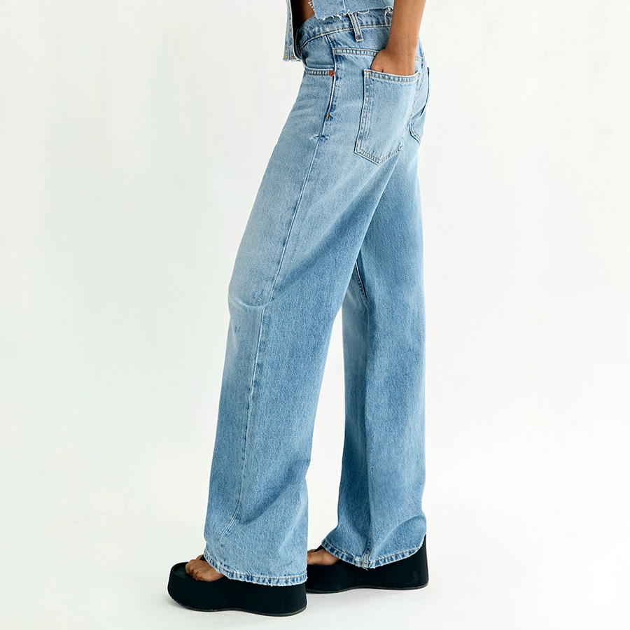 TRF WIDE-LEG BAGGY MID-RISE FULL LENGTH JEANS - Blue