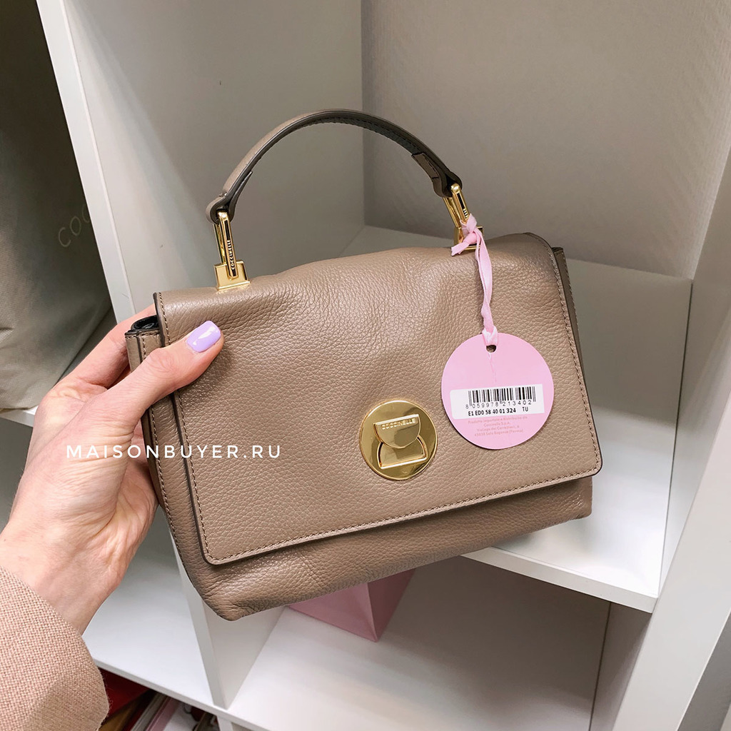 Coccinelle liya top handle mini taupe bag