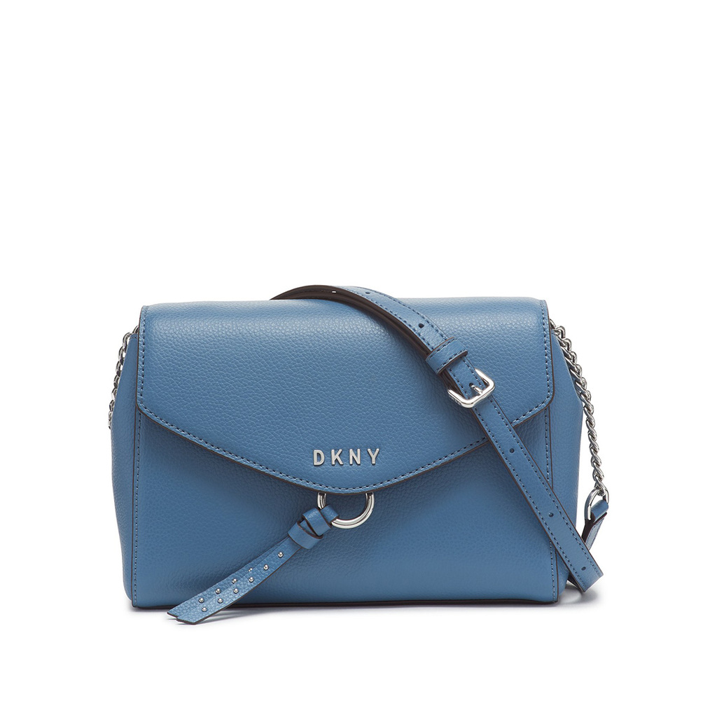 DKNY Lola flap leather crossbody Coastal Blue