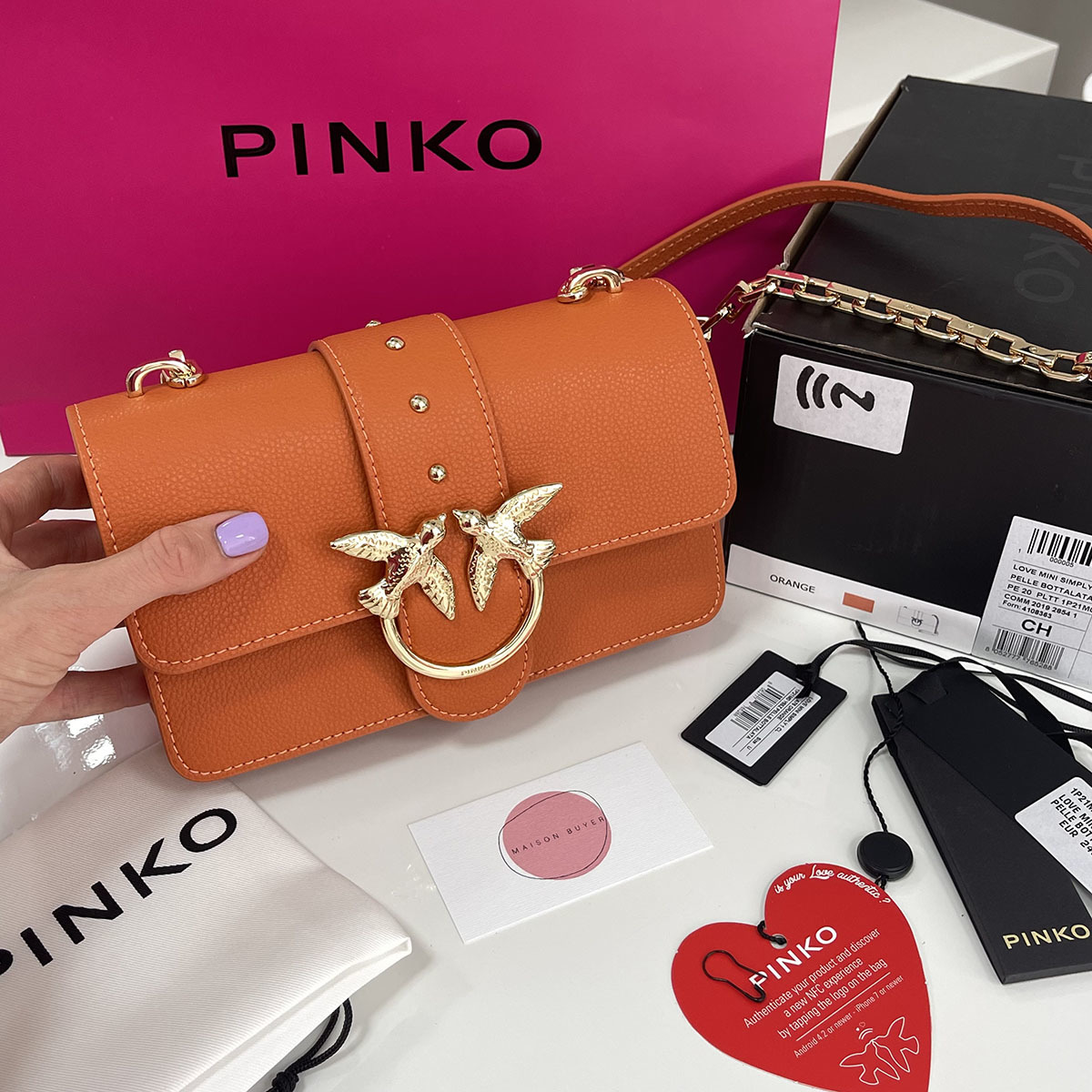 сумка PINKO MINI LOVE SIMPLY SS20 цвет orange / оранжевый HBSIMPLY12S