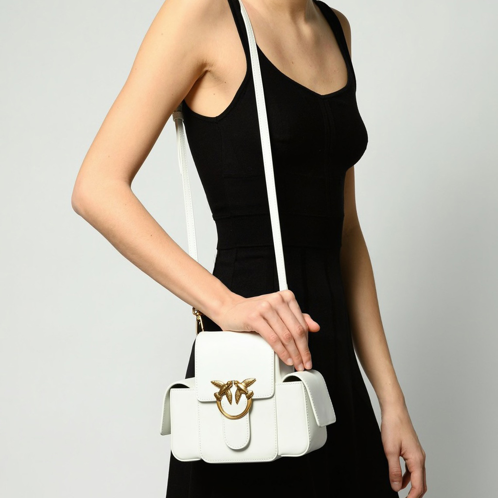 PINKO LOVE SMART BAG SIMPLY SS21 WHITE WHITE ANTIQUE