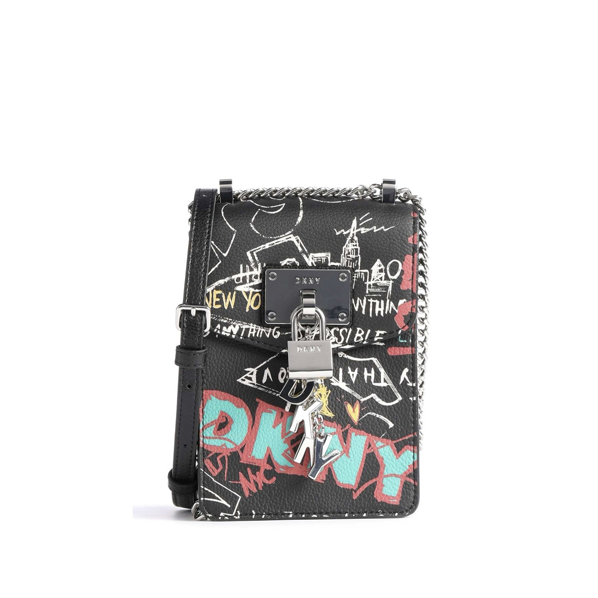 сумка DKNY Elissa North/South Graffiti Crossbody цвет Black Graffiti Silver  HBELISSA22P