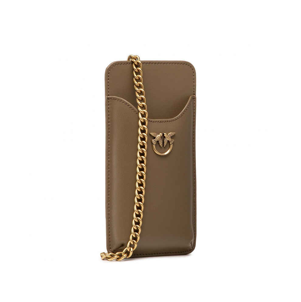 чехол для телефона PINKO LEATHER SMARTPHONE HOLDER AW21/22 цвет ASHEN  WALNUT / Хаки PINKOPHONE02