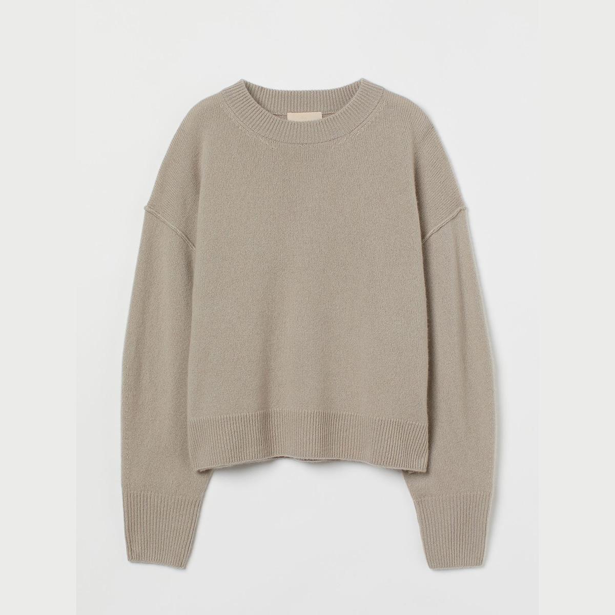 H M PREMIUM SELECTION CASHMERE SWEATER Greige 1010508001