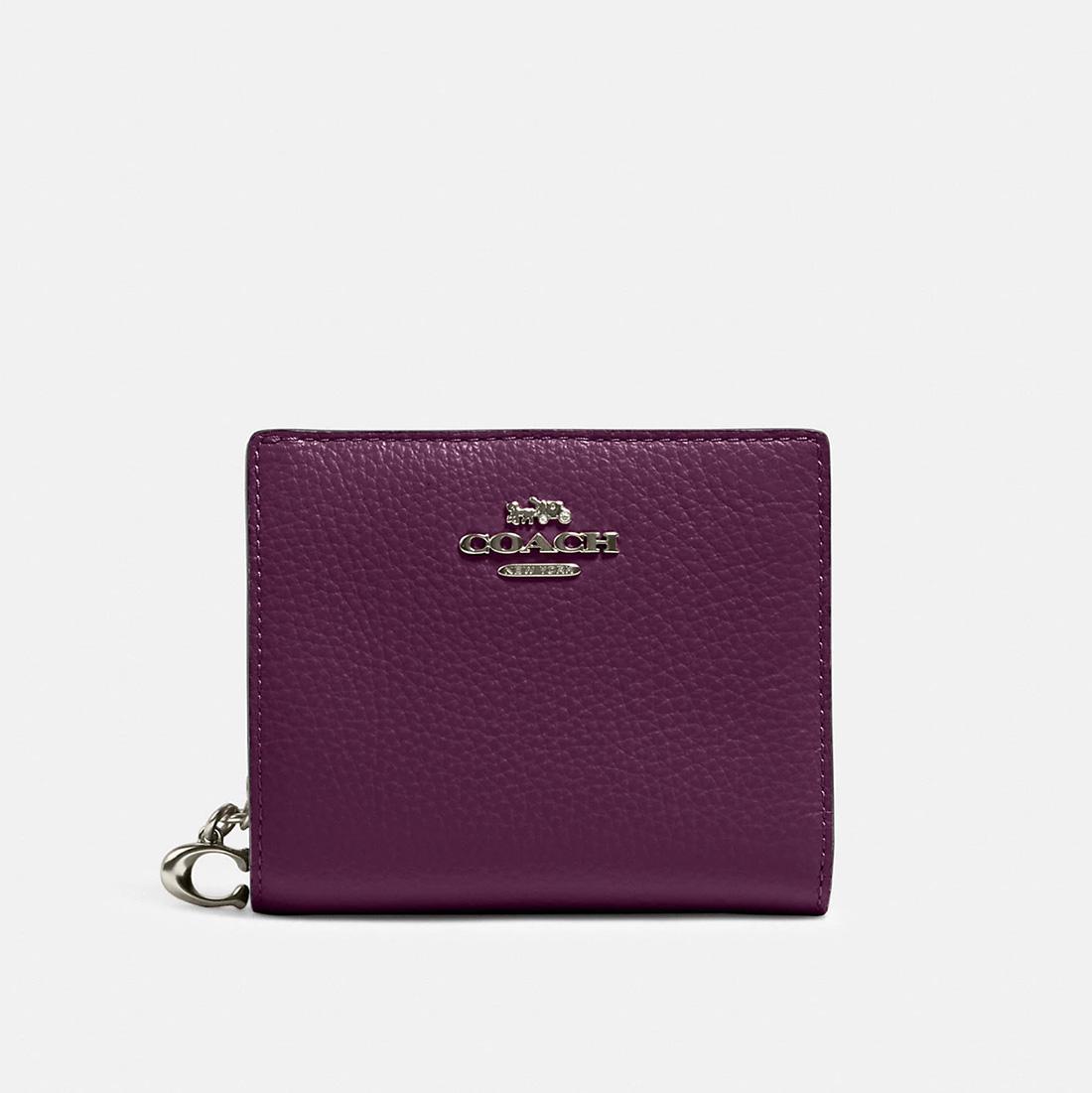 кошелек COACH SNAP WALLET Black Antique Nickel/Boysenberry